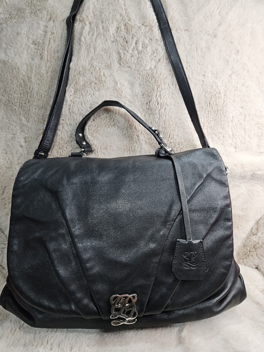 2011 Louis Quatorze Black Leather Top-Handle Shoulder Bag